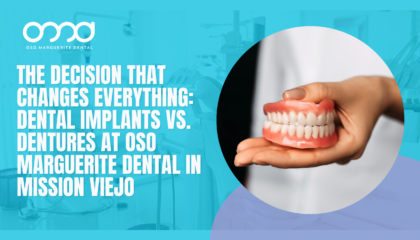 Dental implant vs dentures comparison showing titanium post and crown in the jawbone