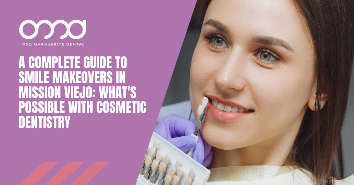 Dentist holding a tooth shade guide up to a woman’s smile to match the color for veneers