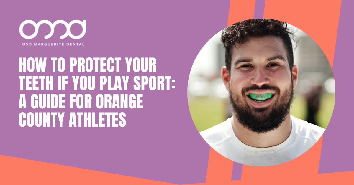 athlete wearing a green sport mouthguard on an outdoor field